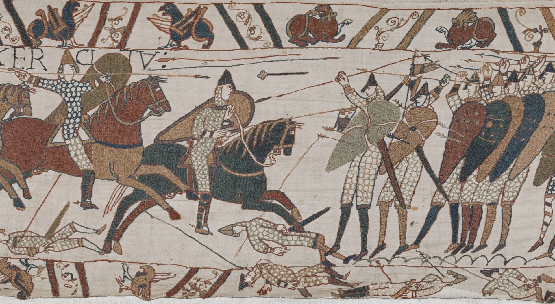 La Tapisserie de Bayeux — Scène 17 : Le Choc du Mur de Boucliers à Hastings