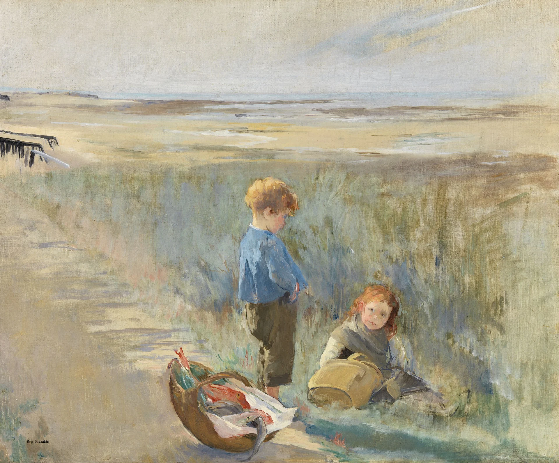 Eva Gonzalès (1847–1883) — L'audace impressionniste — Enfants dans les dunes de sable, Grandcamp